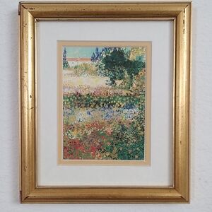 Van Gogh Flowering Garden Print Framed Under Glass